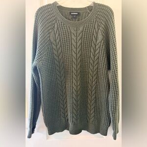 Express Olive Cable Knit Crewneck Sweater